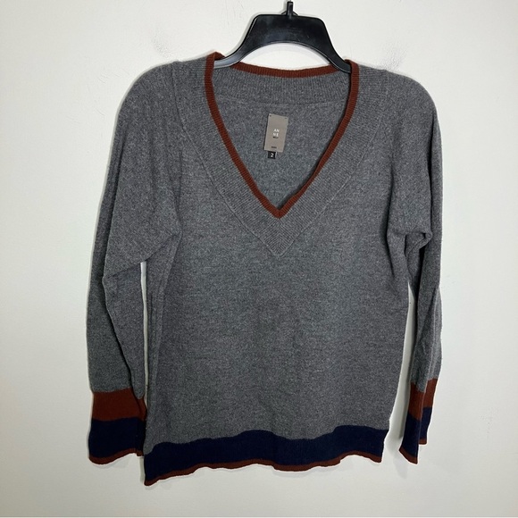 Anne Willi deep v neck pullover sweater wool & cashmere blend size 2 - Picture 1 of 6